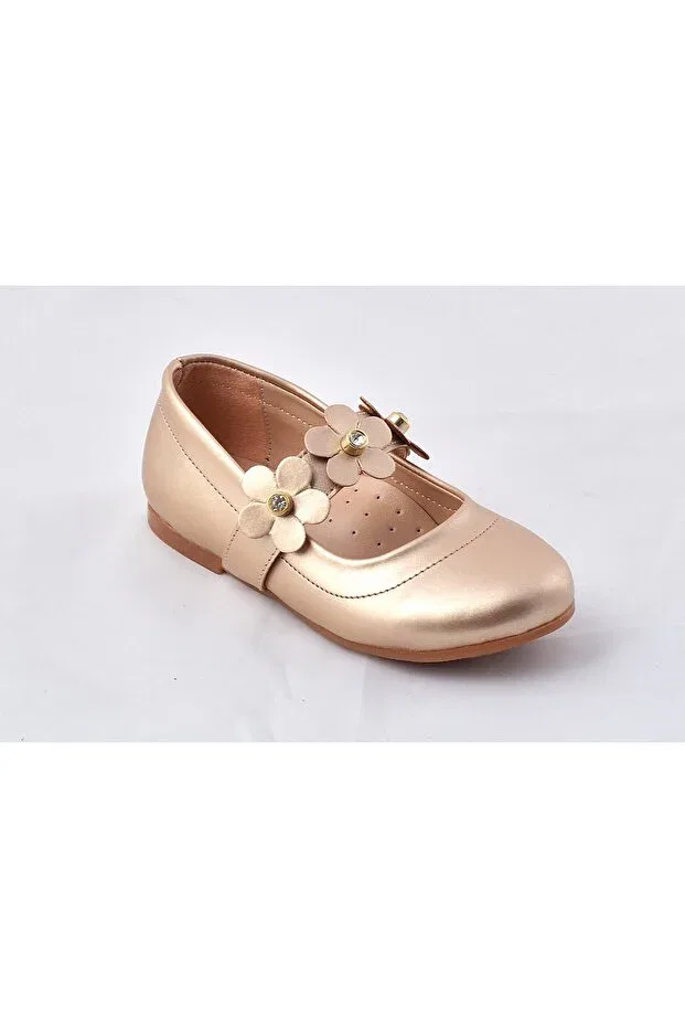 Детские балетки для девочек цветочные V.73B floral ballerinas-gold Vuddy, Gold