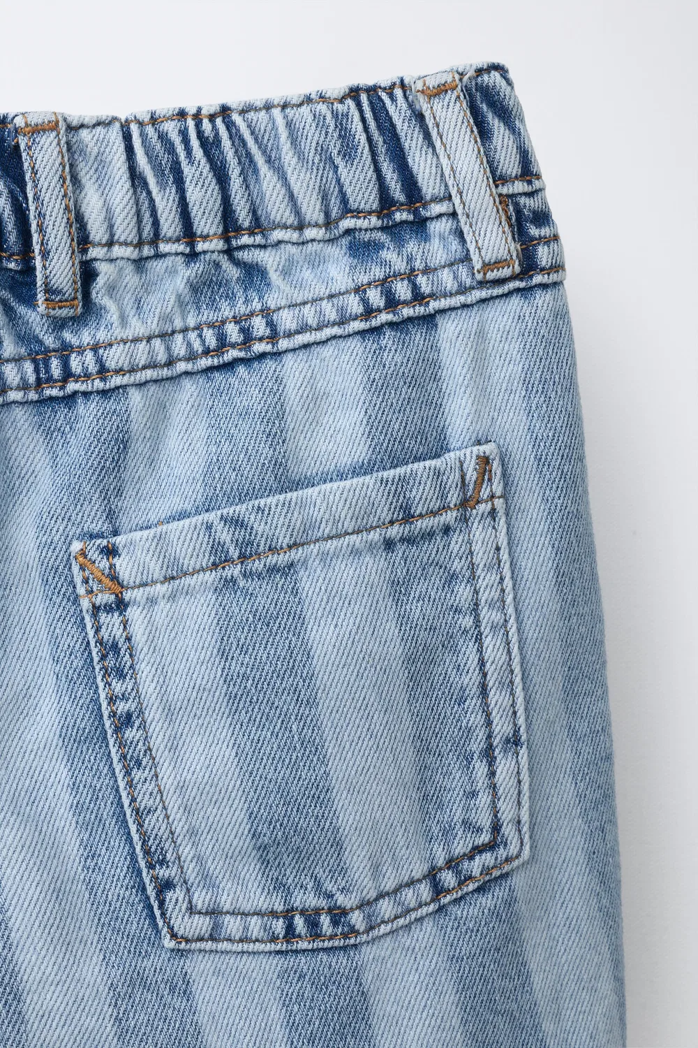 Шорты-бермуды из полосатого денима ZARA, Indigo — фото 4