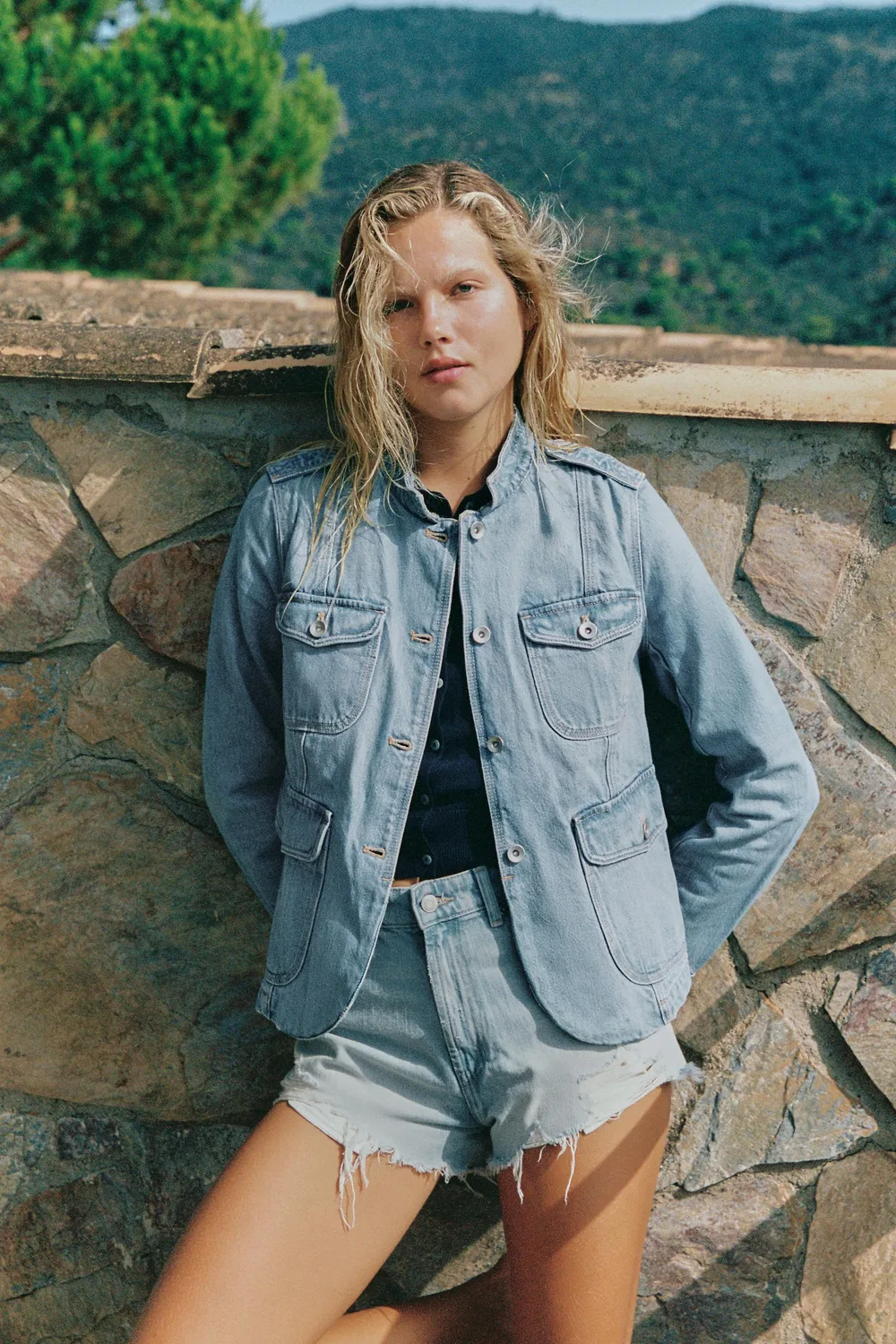 Джинсовая куртка TRF с карманами ZARA, Blue