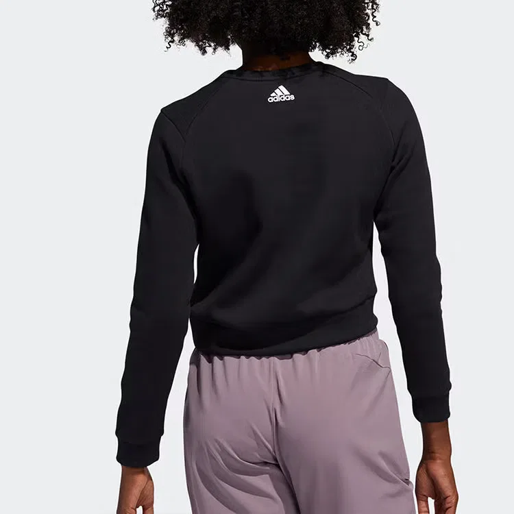 Куртка спортивная с круглым воротом Adidas, черная — фото 4