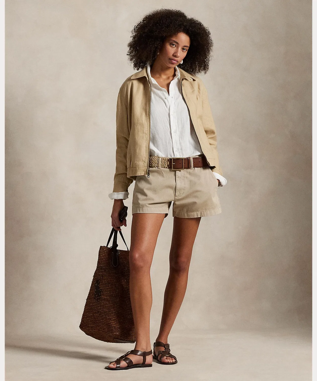 Женские шорты из хлопкового твила с прямым кроем, Polo Ralph Lauren, Brown