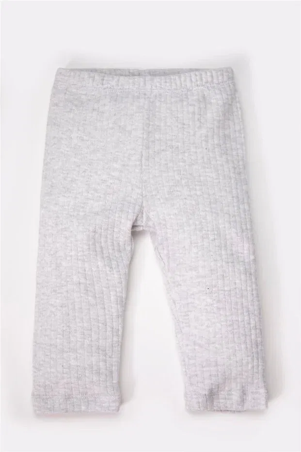 Детские брюки для девочек с принтом Interlock 2-piece bear pants (cute bear) Bebetto, Gray Melange Ecru — фото 2