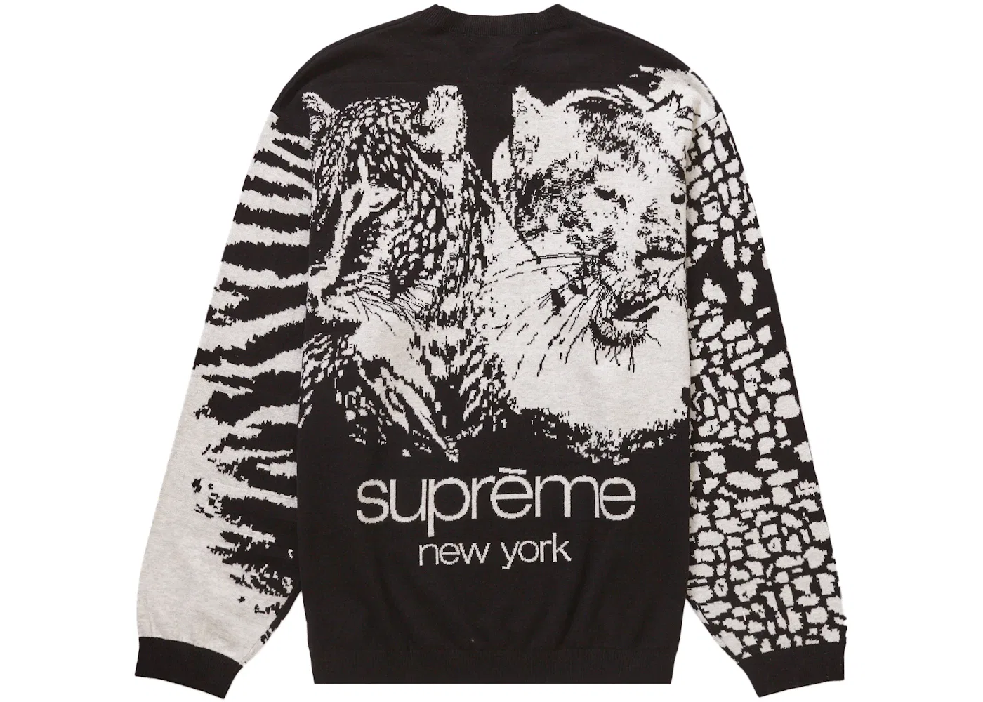 Мужская футболка с принтом Supreme Big Cats Jacquard L/S Top, Black — фото 2