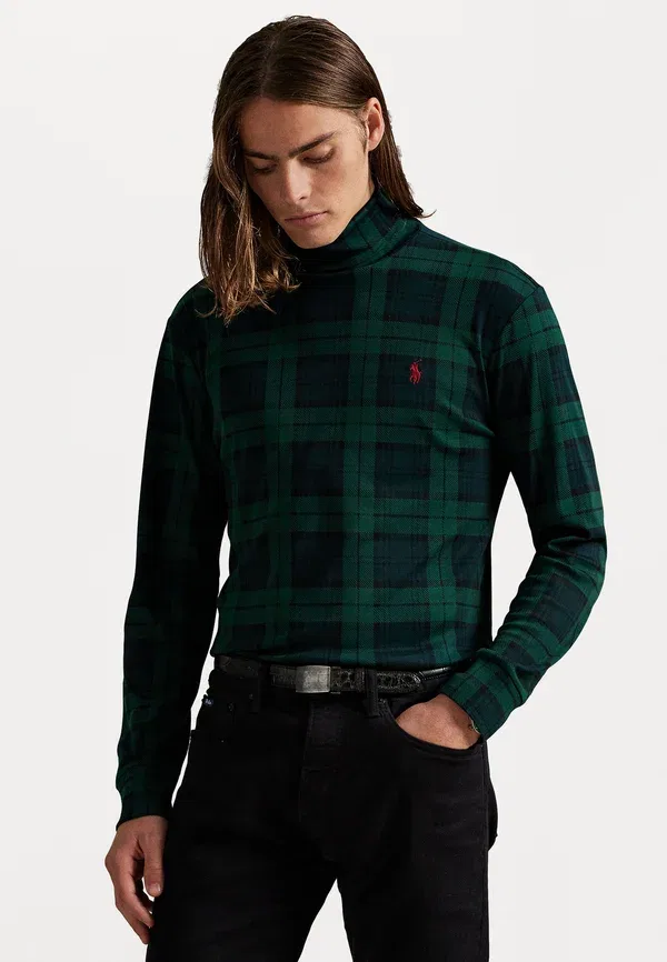 Водолазка с клетчатым узором Plaid soft cotton turtleneck Polo Ralph Lauren, Blackwatch, черный