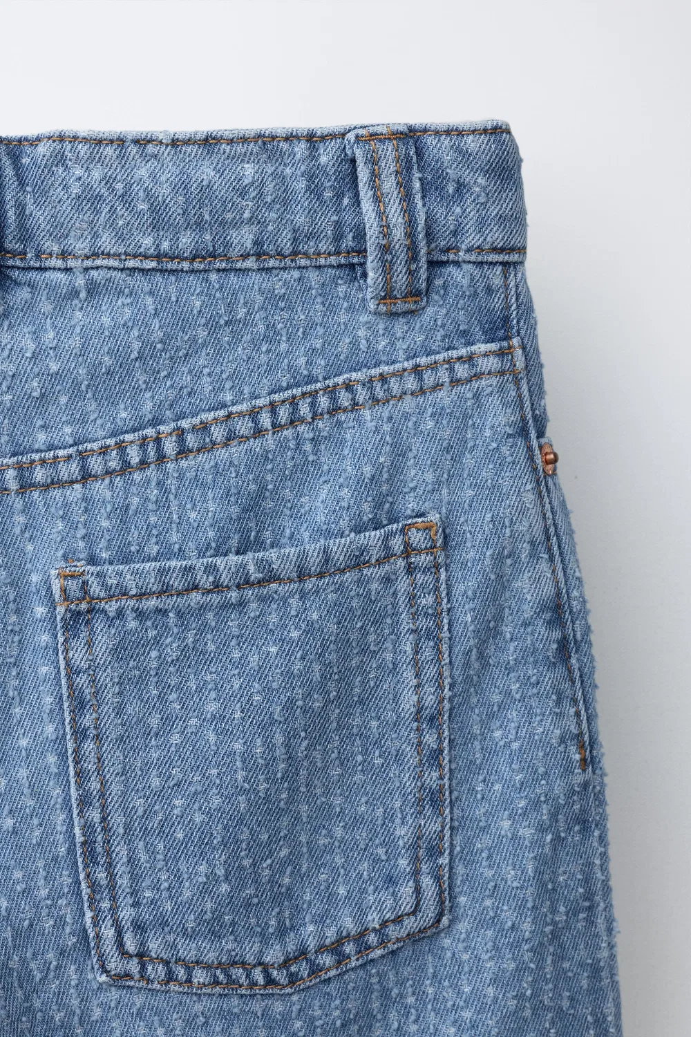 Вышитые джинсовые шорты-бермуды ZARA, Blue — фото 4