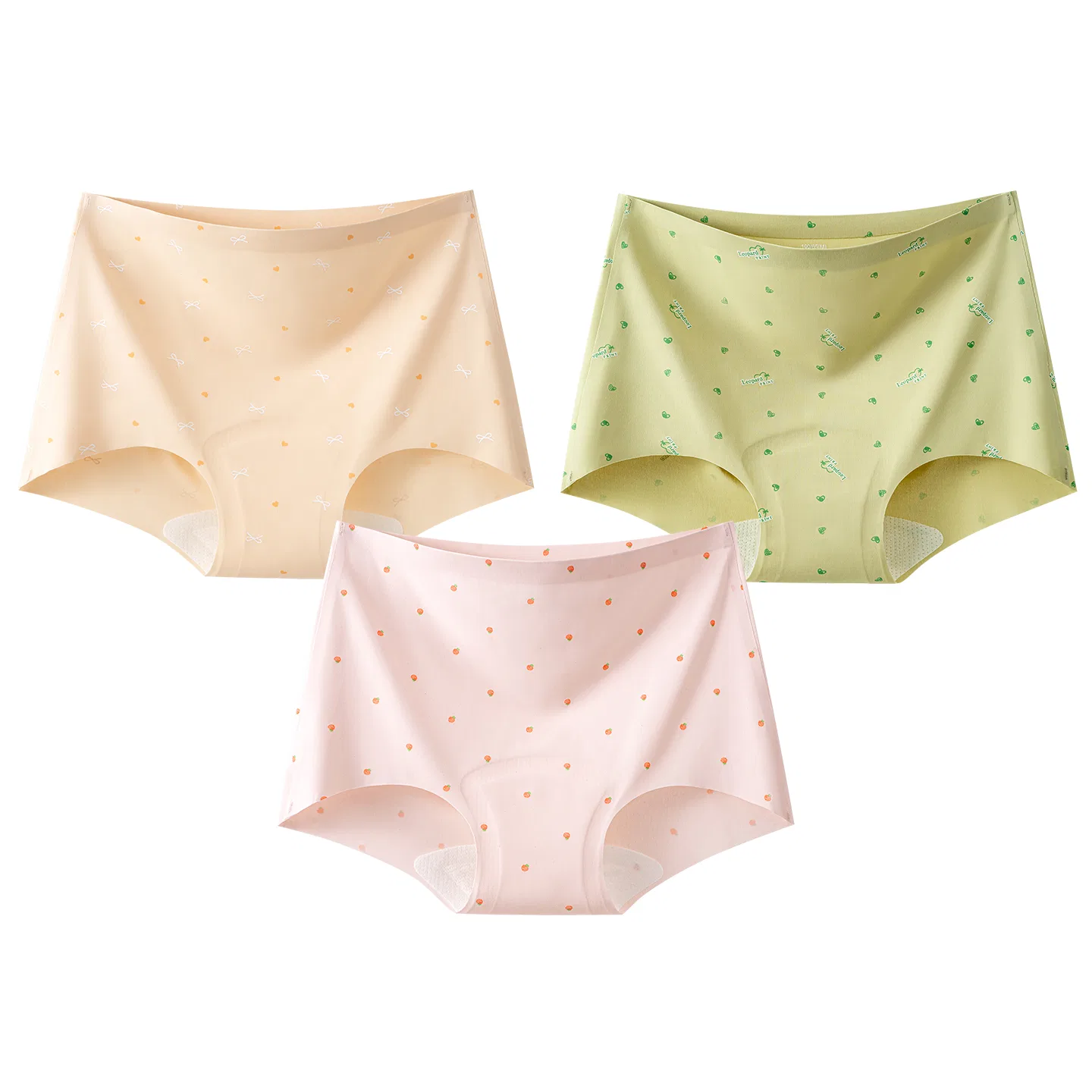 Детские трусы для девочек с принтом Red bean, 3 шт, Цвет: Nude Love Heart+Lime Love Heart+Cream Strawberry