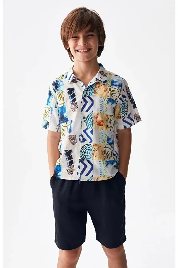 Детская рубашка для мальчиков льняная Limi boy Nk Kids, Blue