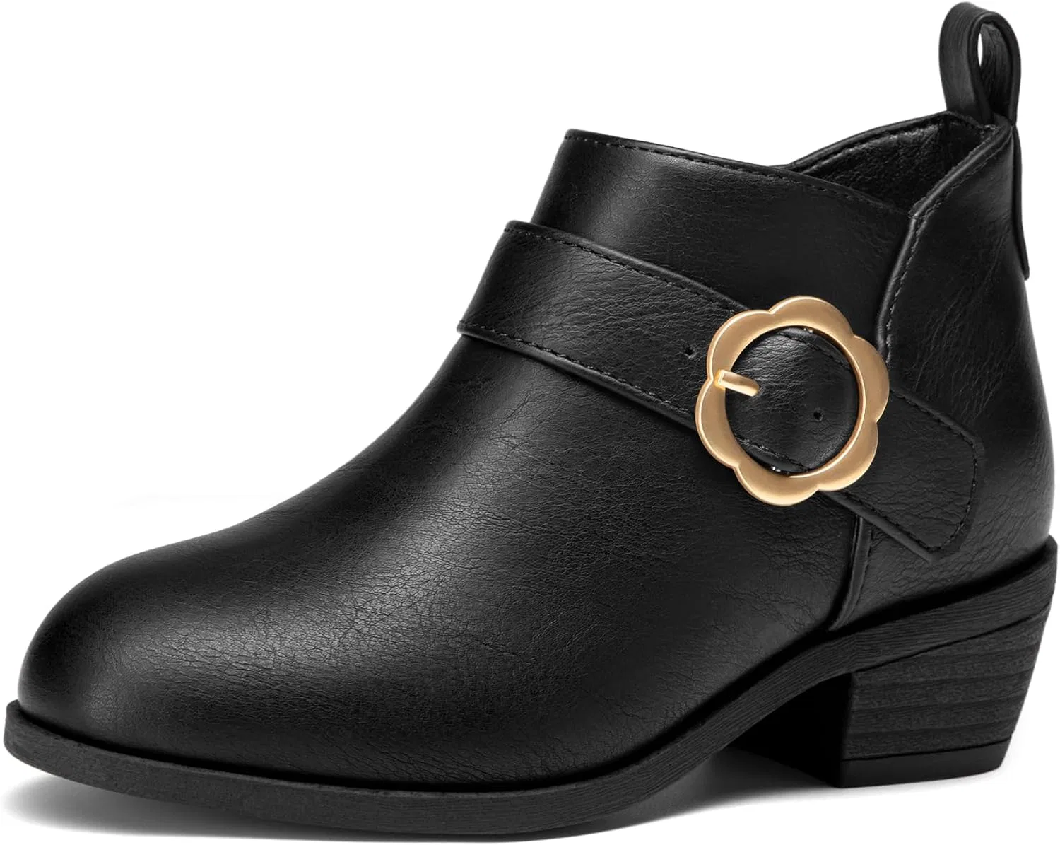 Детские ботинки для девочек с цветочной пряжкой Athlefit, Black