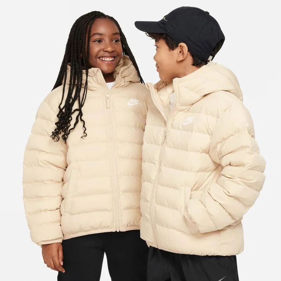 Детская куртка с капюшоном, легкая, Low Synthetic Fill Jacket, Nike, Кремовый — фото 3