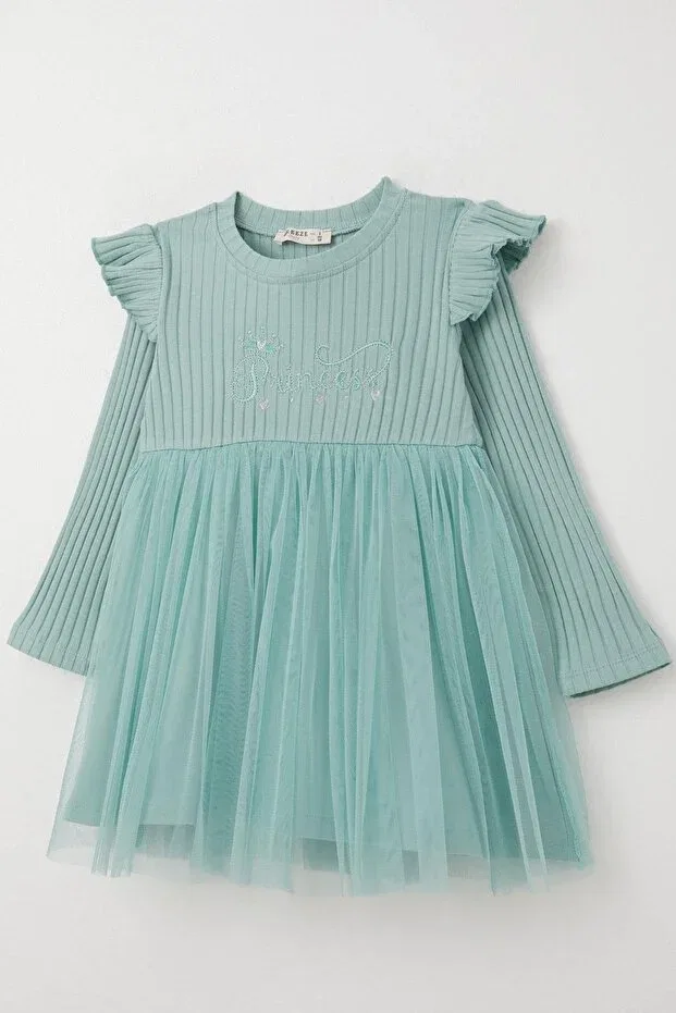 Детское платье для девочек с длинным рукавом Breeze, Mint Green — фото 3