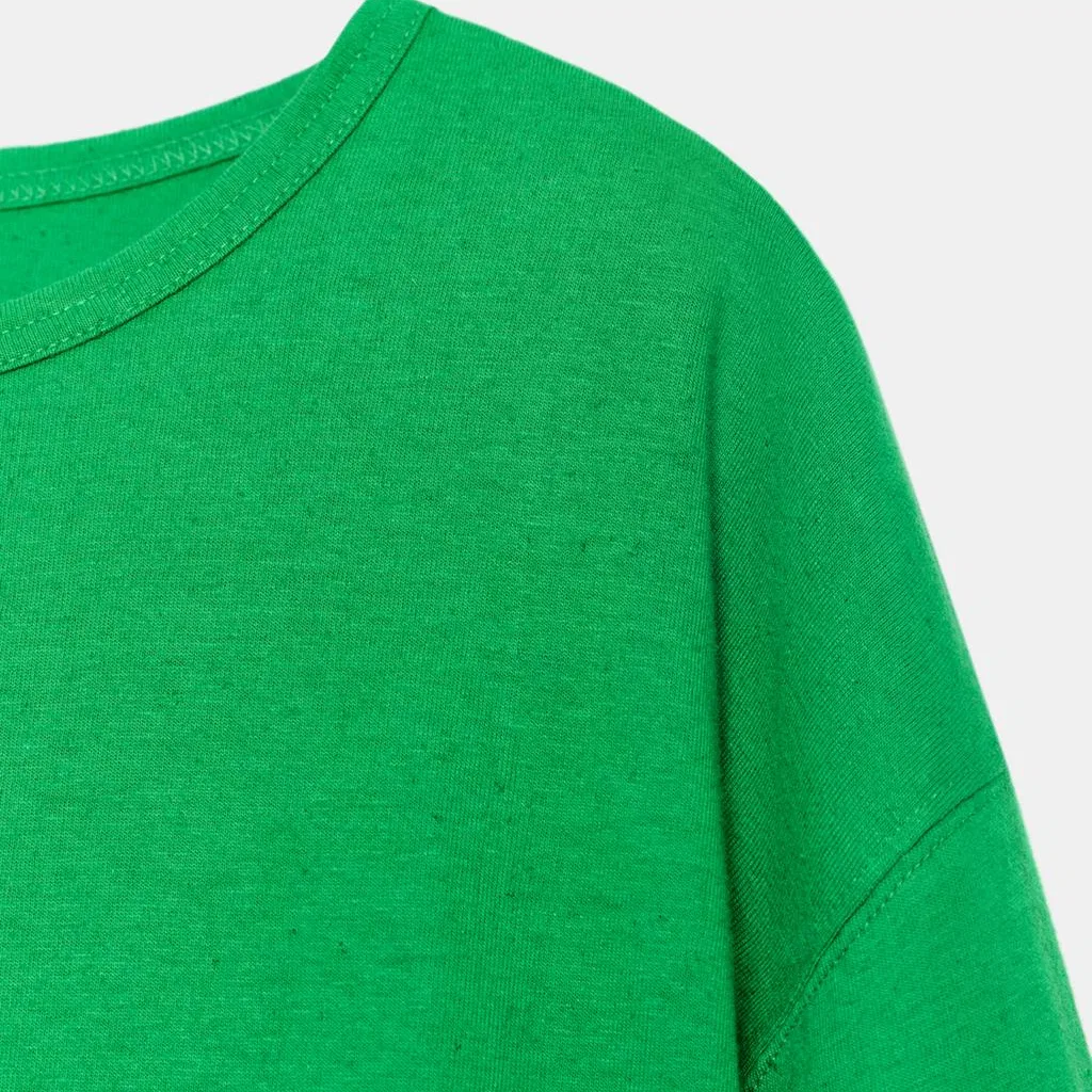 Женская футболка с круглым вырезом Green ZARA, Green — фото 4