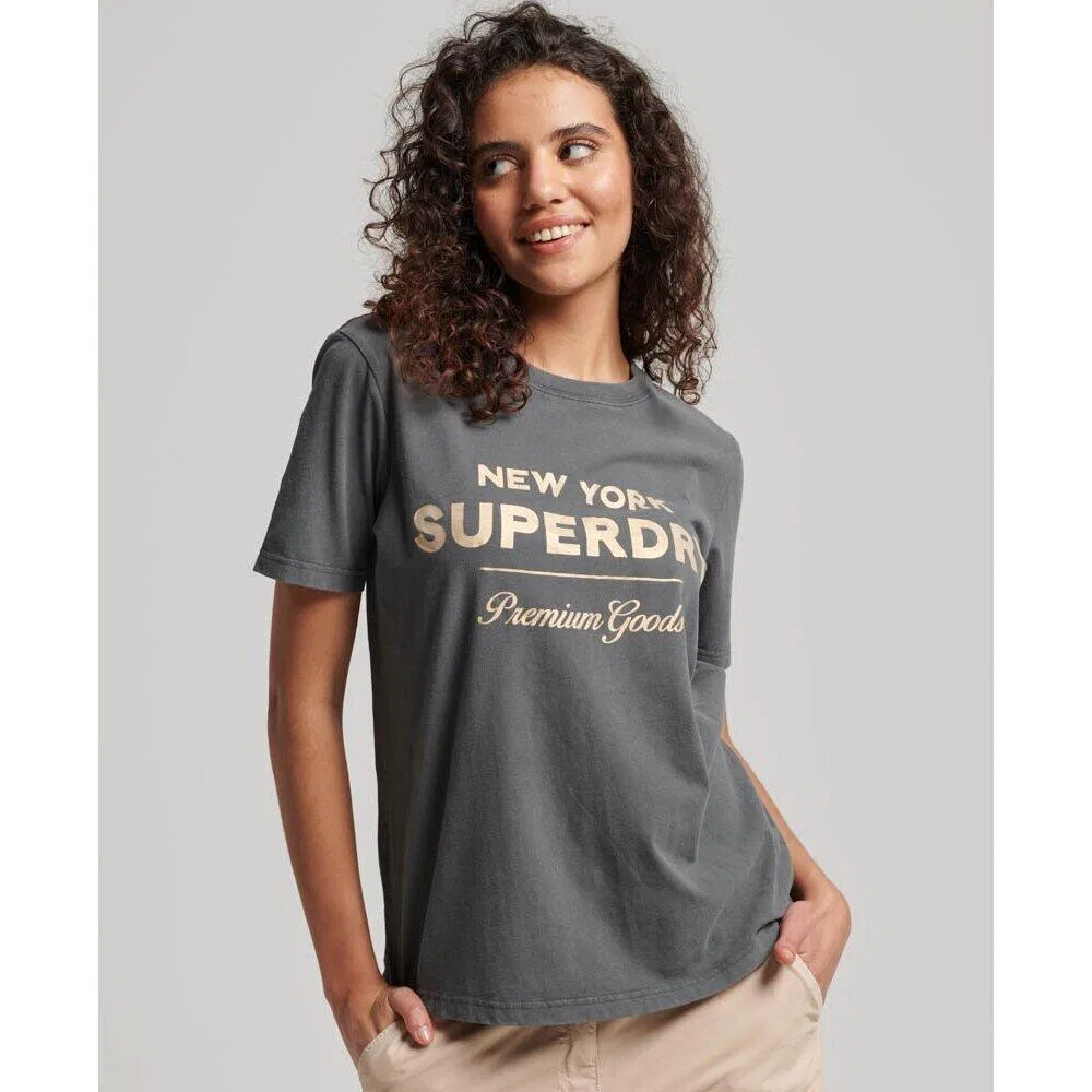 Женская футболка с металлическим эффектом Luxe Metallic Superdry, Schwarz — фото 2