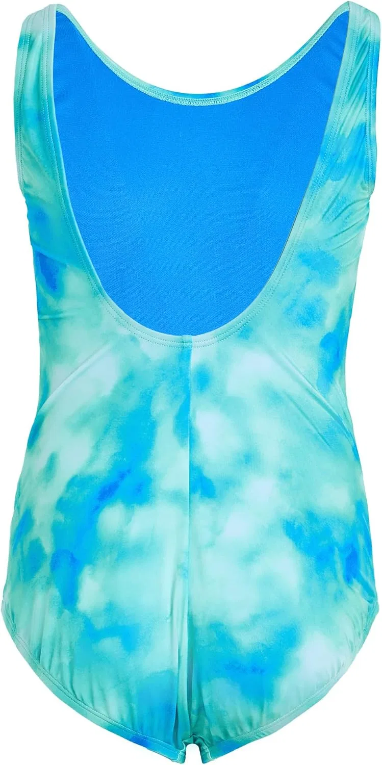 Детский женский слитный купальник с U-образной спинкой Nike Aquatic Awe, Bleached Turquoise — фото 2