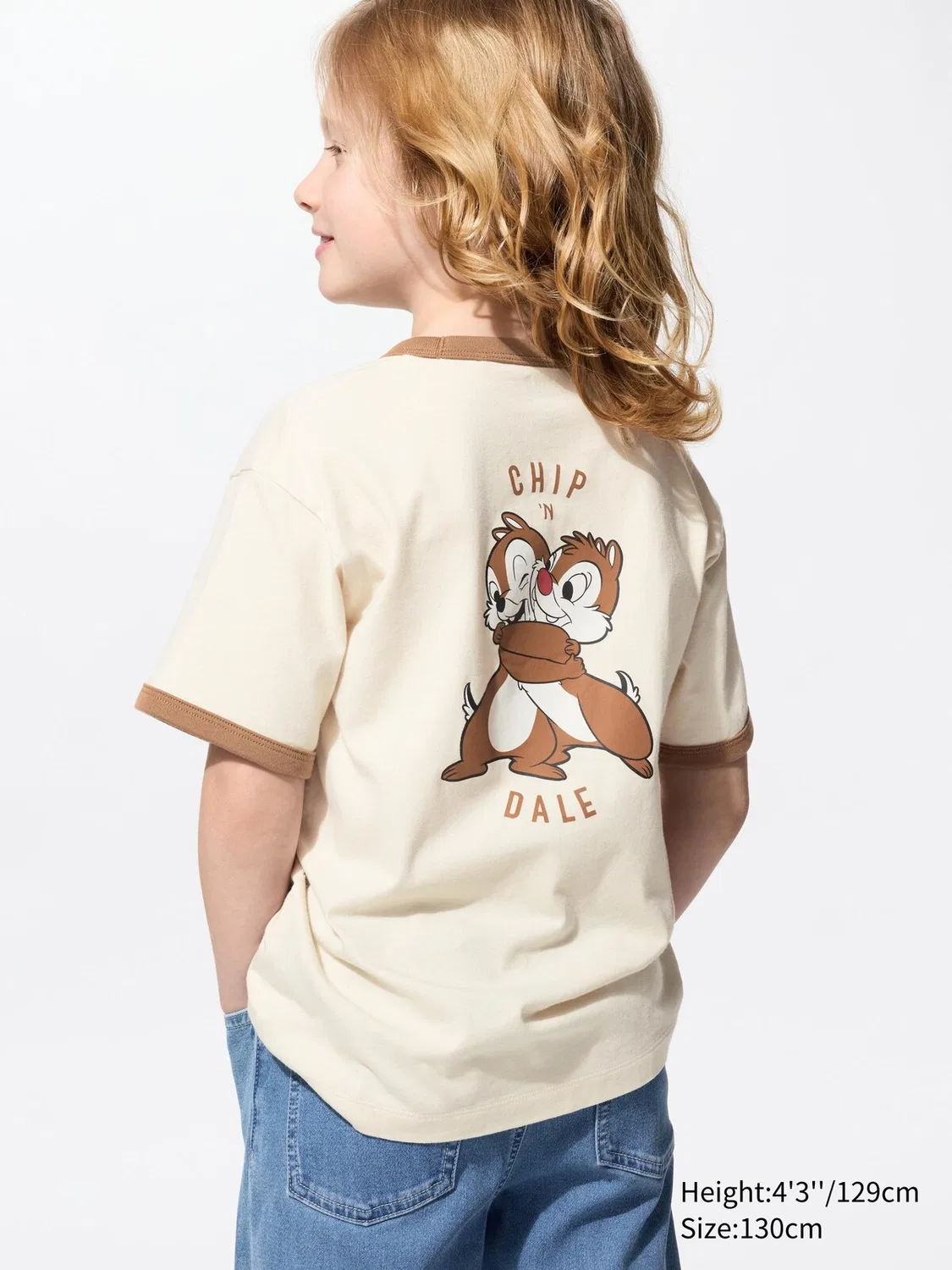 Футболка K-pop Uniqlo, для детей, Chip & Dale, натуральный