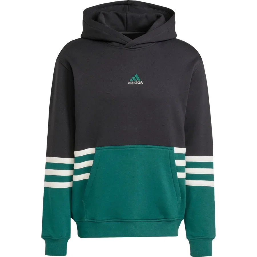 Худи с капюшоном, свободного кроя, ARCHIVE CUTLINE, adidas, Черно-зеленый — фото 3
