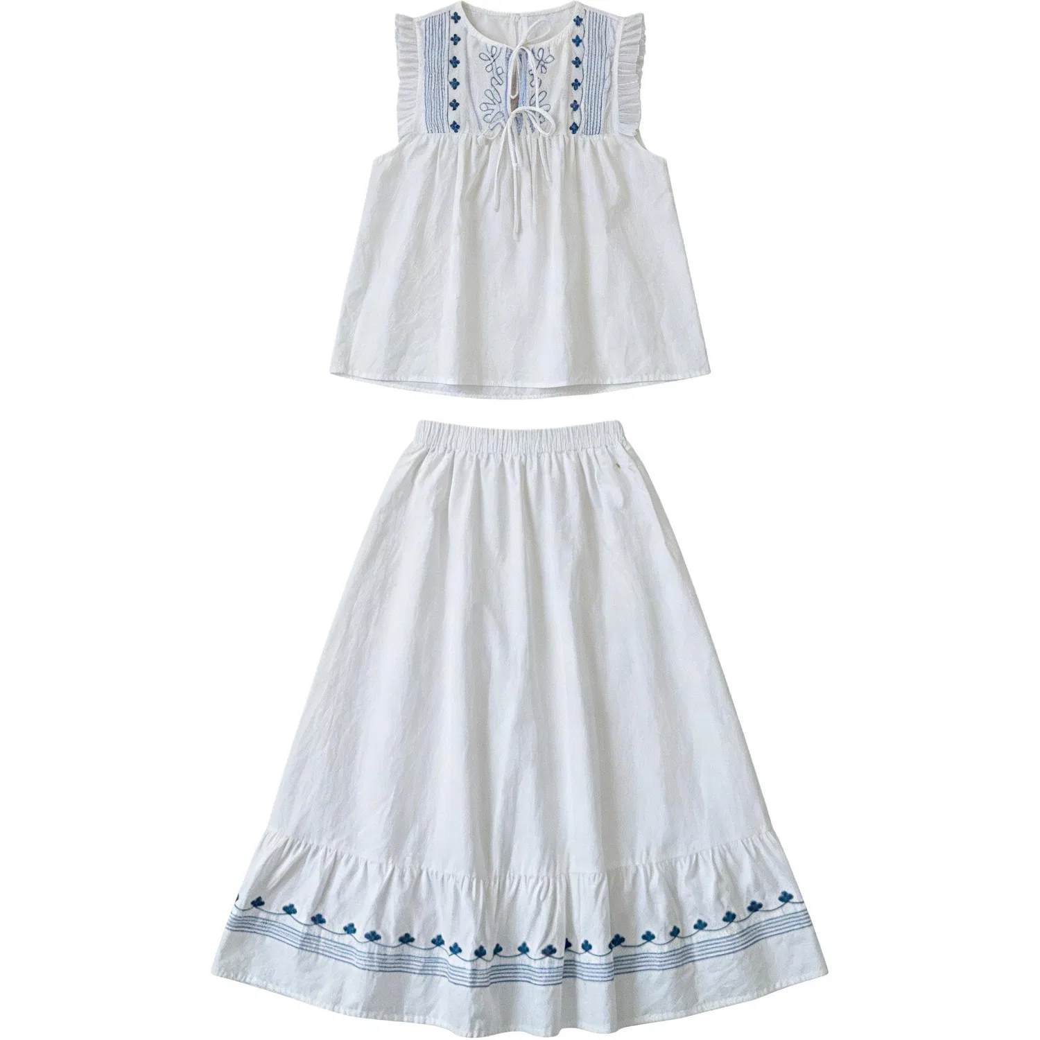 Детский комплект из топа и юбки с длинным рукавом White YALU