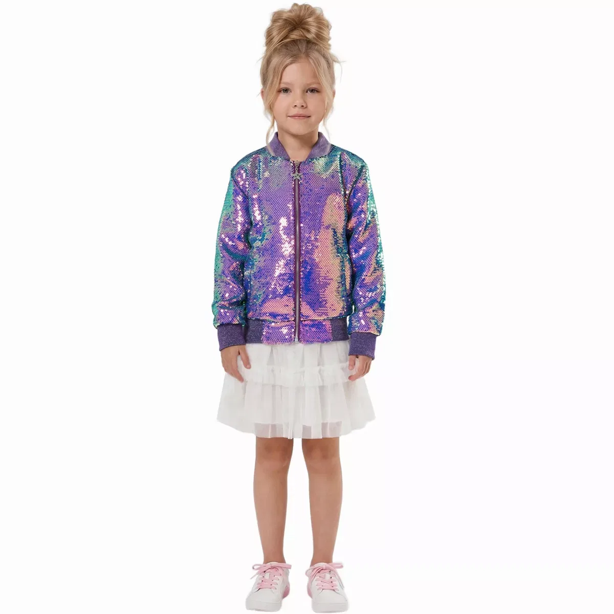 Детское пальто-бомбер с пайетками Mystic Mermaid Sequin Bomber Jacket 2bunnies, Purple