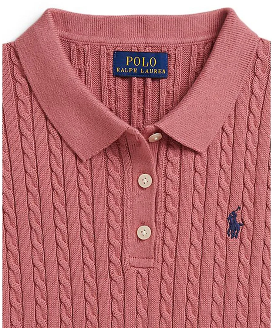 Детский свитер с поло-воротником Polo Ralph Lauren, Canvas Pink — фото 3