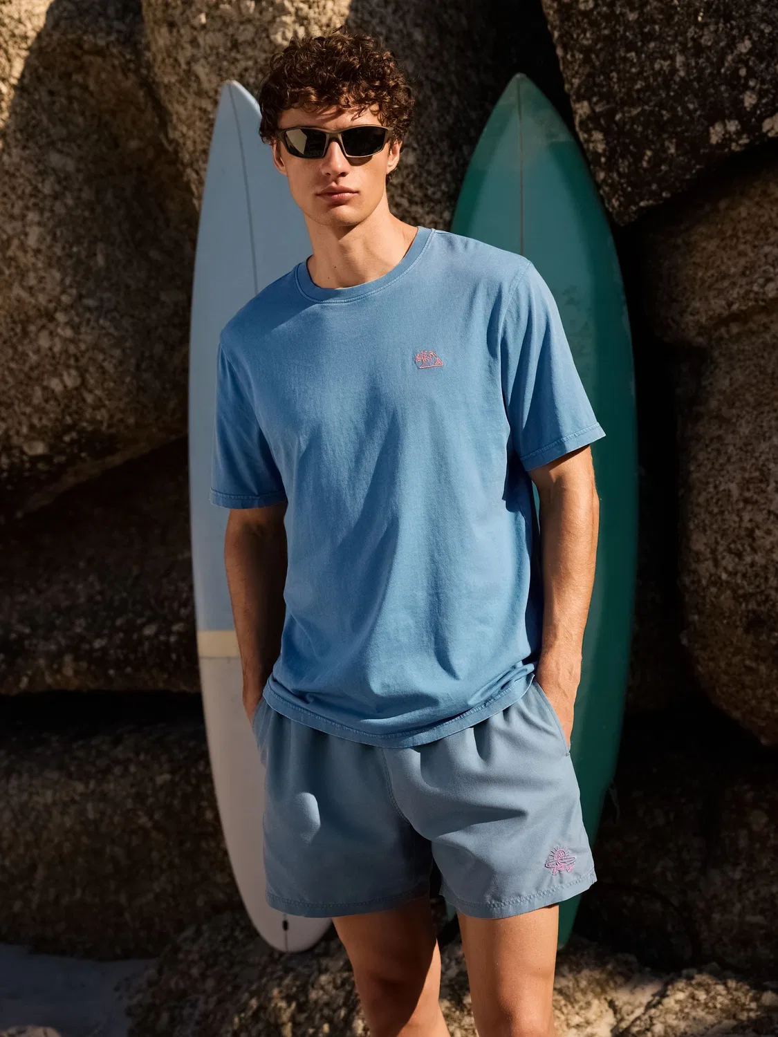Футболка с выбеленным эффектом, Lightweight Garment Dyed Next, синяя — фото 2