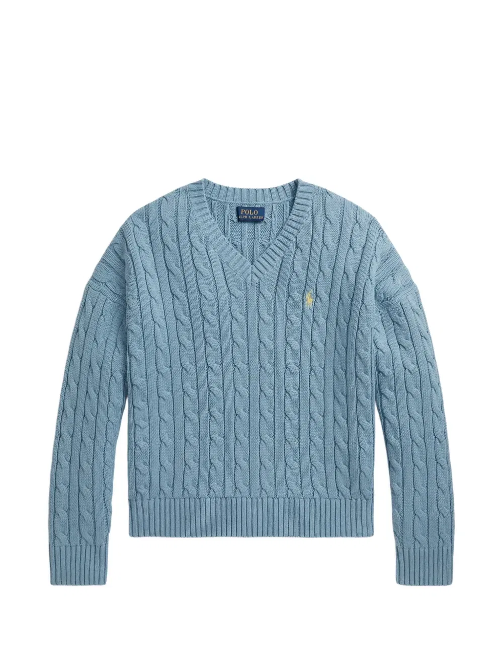 Свитер фактурной вязки с V-образным вырезом Polo Ralph Lauren Kids, синий