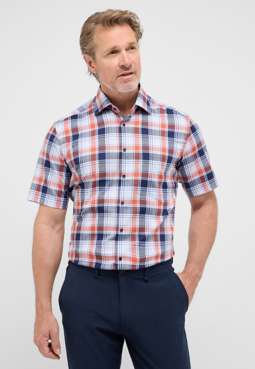 

Рубашка KARIERTES TWILL-KURZARM MODERN FIT Eterna, оранжевый