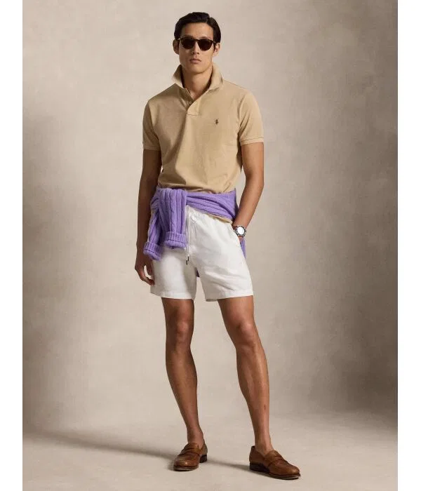 Мужское поло Custom Slim Fit Polo Ralph Lauren, бежевый — фото 2