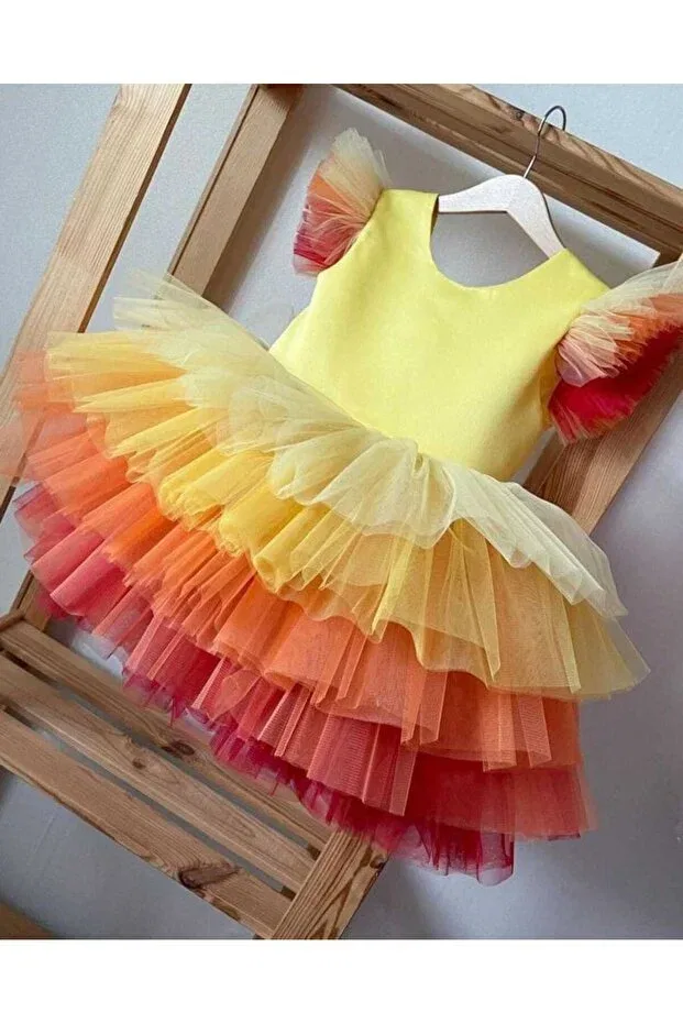 Детское платье для девочек с цветным тюлем Prenses Tasarım Atolyesi, Multicolor
