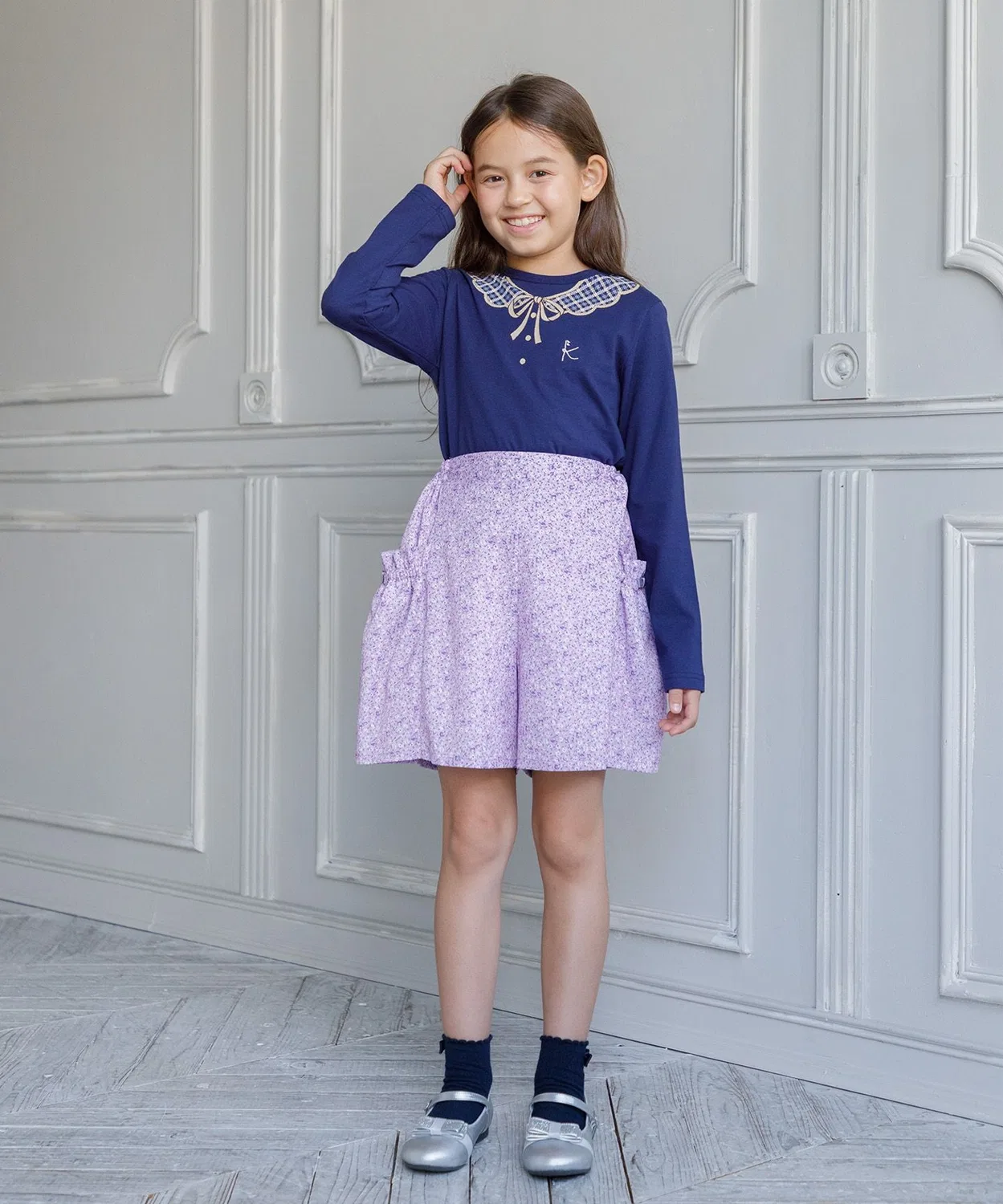 Детские шорты-юбка с принтом Tiny Rose Kumikyoku KIDS, Lilac — фото 2