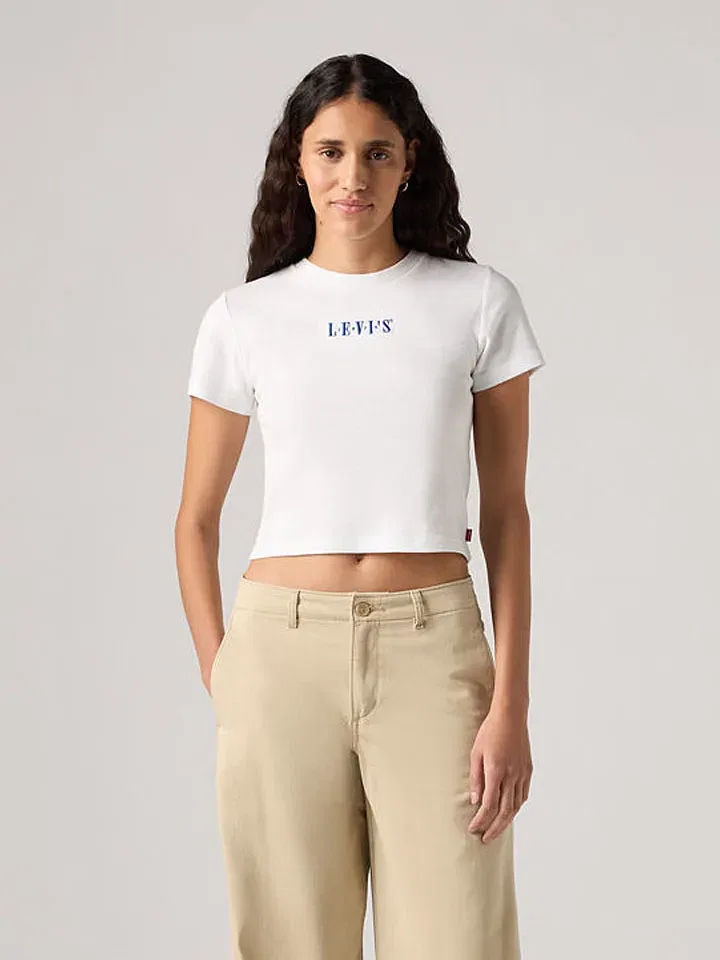 Женская укороченная футболка Levi's, White — фото 2