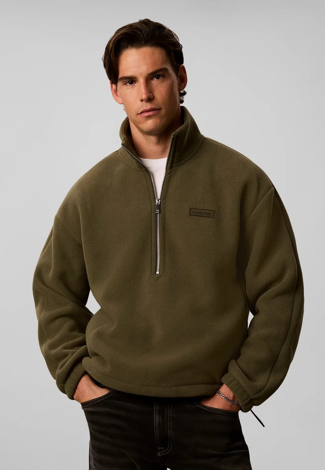 Флисовый джемпер с высоким воротником Calvin Klein, Olive Night