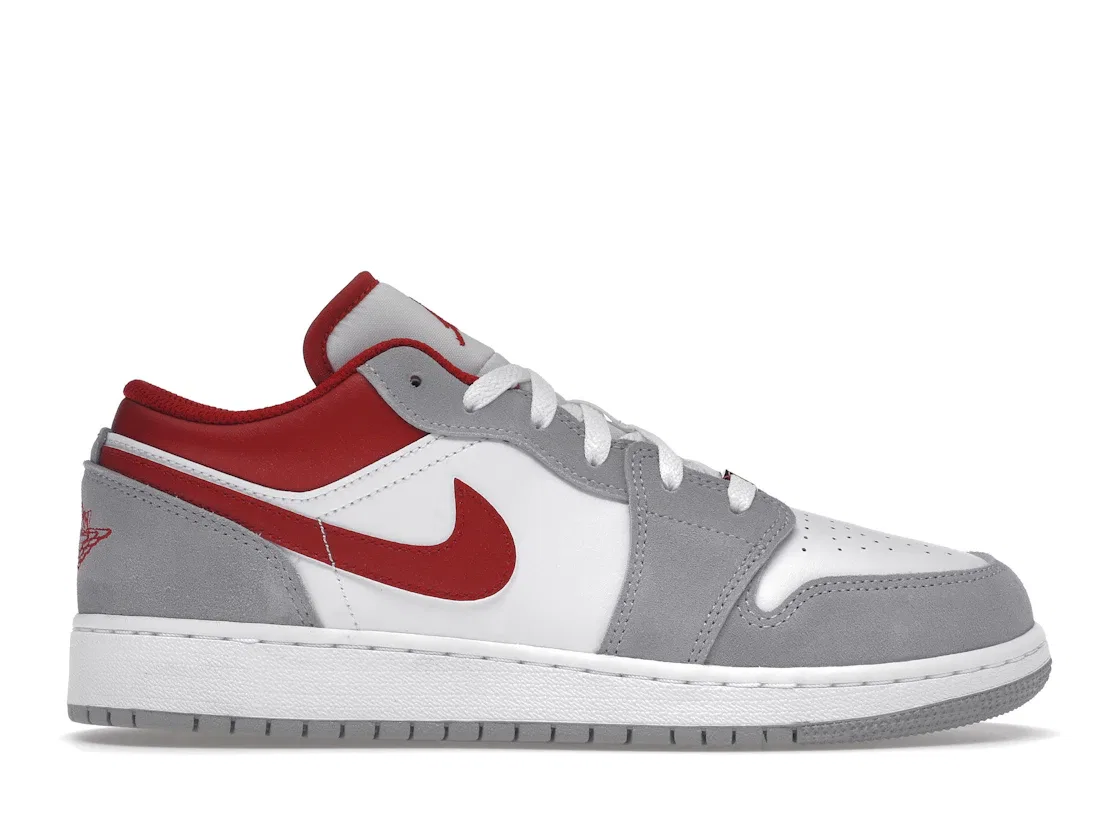Детские кроссовки Lifestyle с длинным шнурком Jordan 1 Low SE, Smoke Grey/Gym Red/White