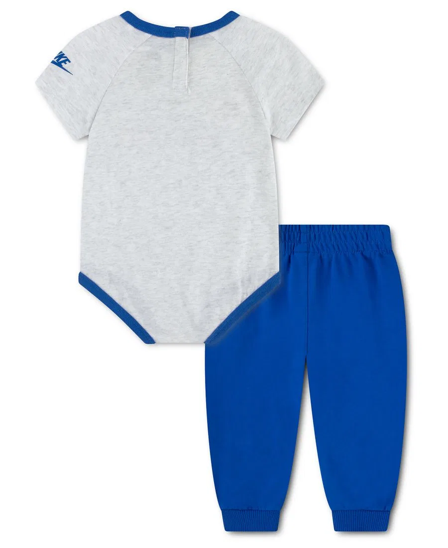 Комплект боди и спортивных брюк с графическим принтом Nike, Gray/Blue — фото 2