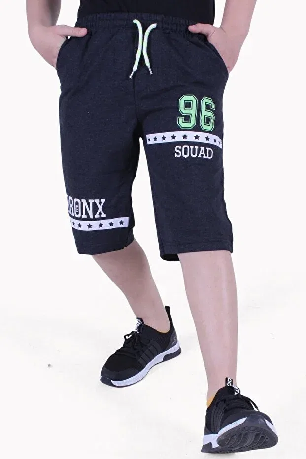 Детские шорты для мальчиков с принтом 3-Piece boy's wide leg capri with phosphor color detail Fyk Kids, Anthracite-Black-Grey — фото 2