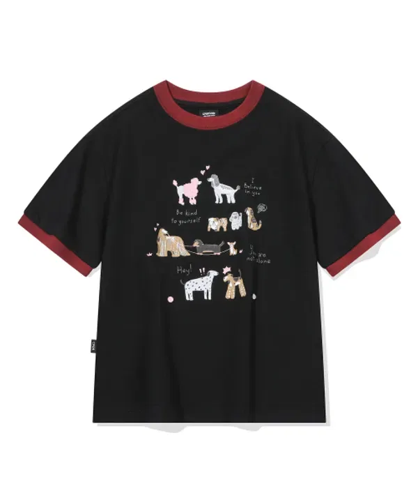 Футболка с принтом Puppy Ringer, Cpgn Kids, черный — фото 2