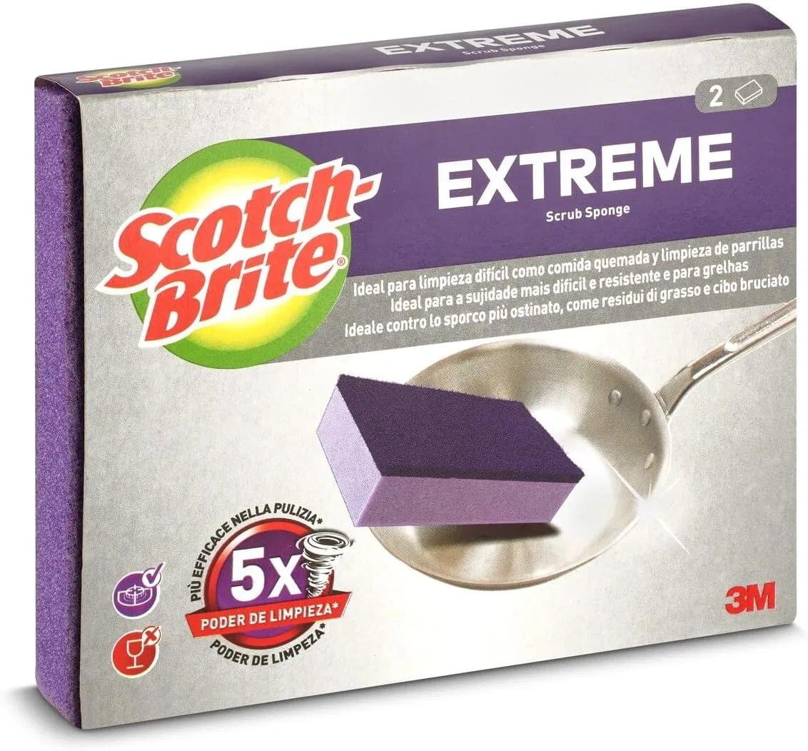 Губка для мытья Scotch-Brite с фиброй, 2 шт, 20 г, Пурпурный