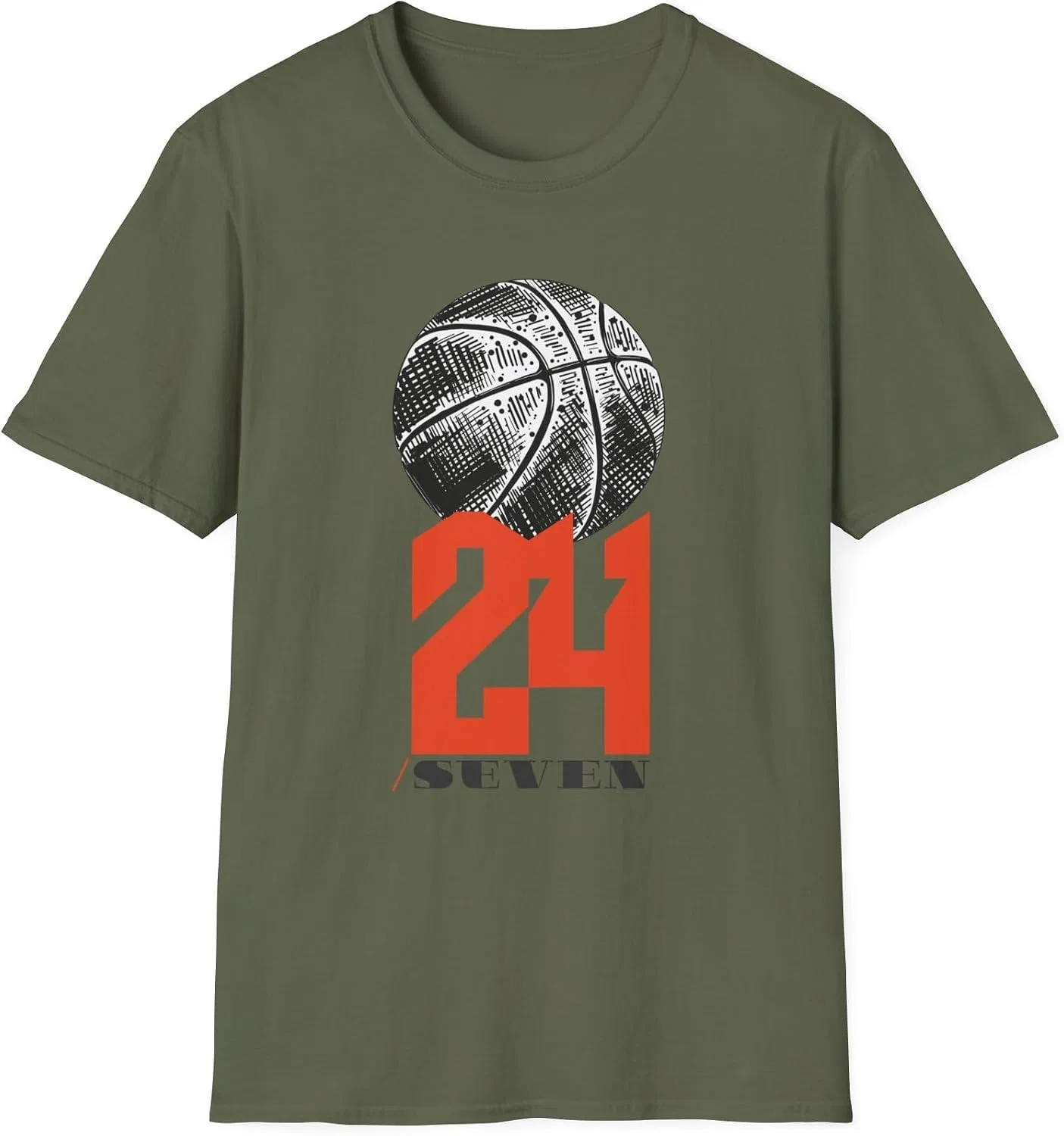 Футболка с принтом Basketball 24/7 Gildan 64000, Military Green