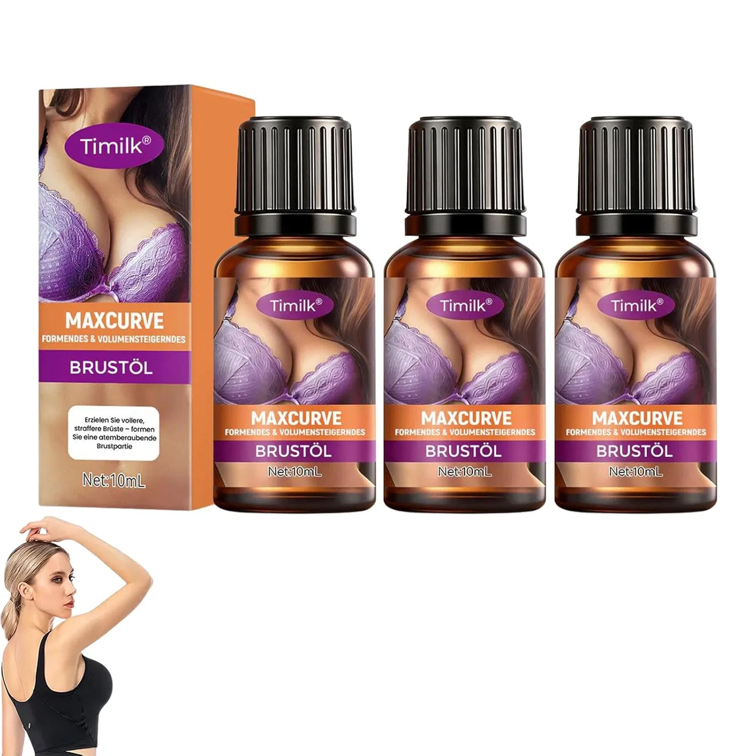 Масло для груди и ягодиц Timilk MaxCurve Shaping & Volume-Increasing, 3 флакона по 10 мл, 3 bottles Ditu