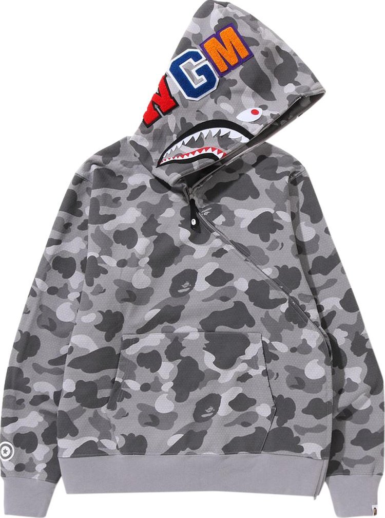 

Худи BAPE Honeycomb Camo Shark Full Zip Hoodie 'Grey', серый