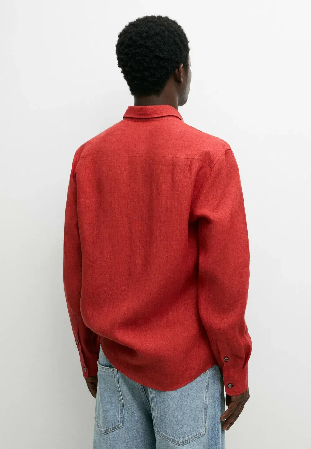 Рубашка стандартного кроя, 100% лен, выцветшая Massimo Dutti, Red — фото 3
