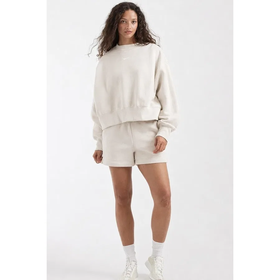Женский свитшот оверсайз из флиса Nike Sportswear Essential Collection Fleece, Кремовый — фото 4