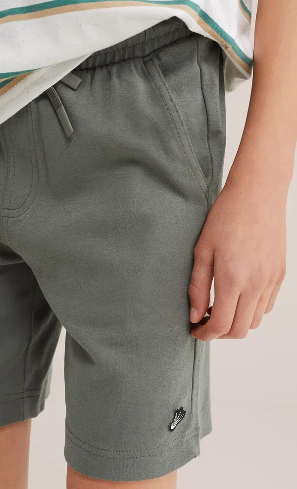 Брюки хлопковые Tracksuit bottoms We Fashion, Greyish Green, зеленый — фото 3