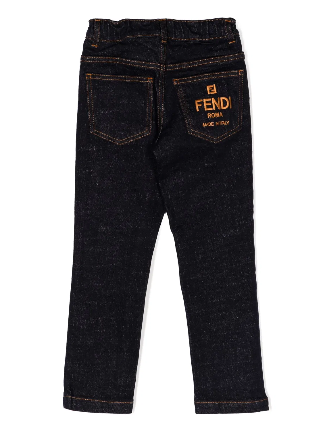 Джинсы с вышивкой логотипа FF FENDI, темно-синий — фото 3