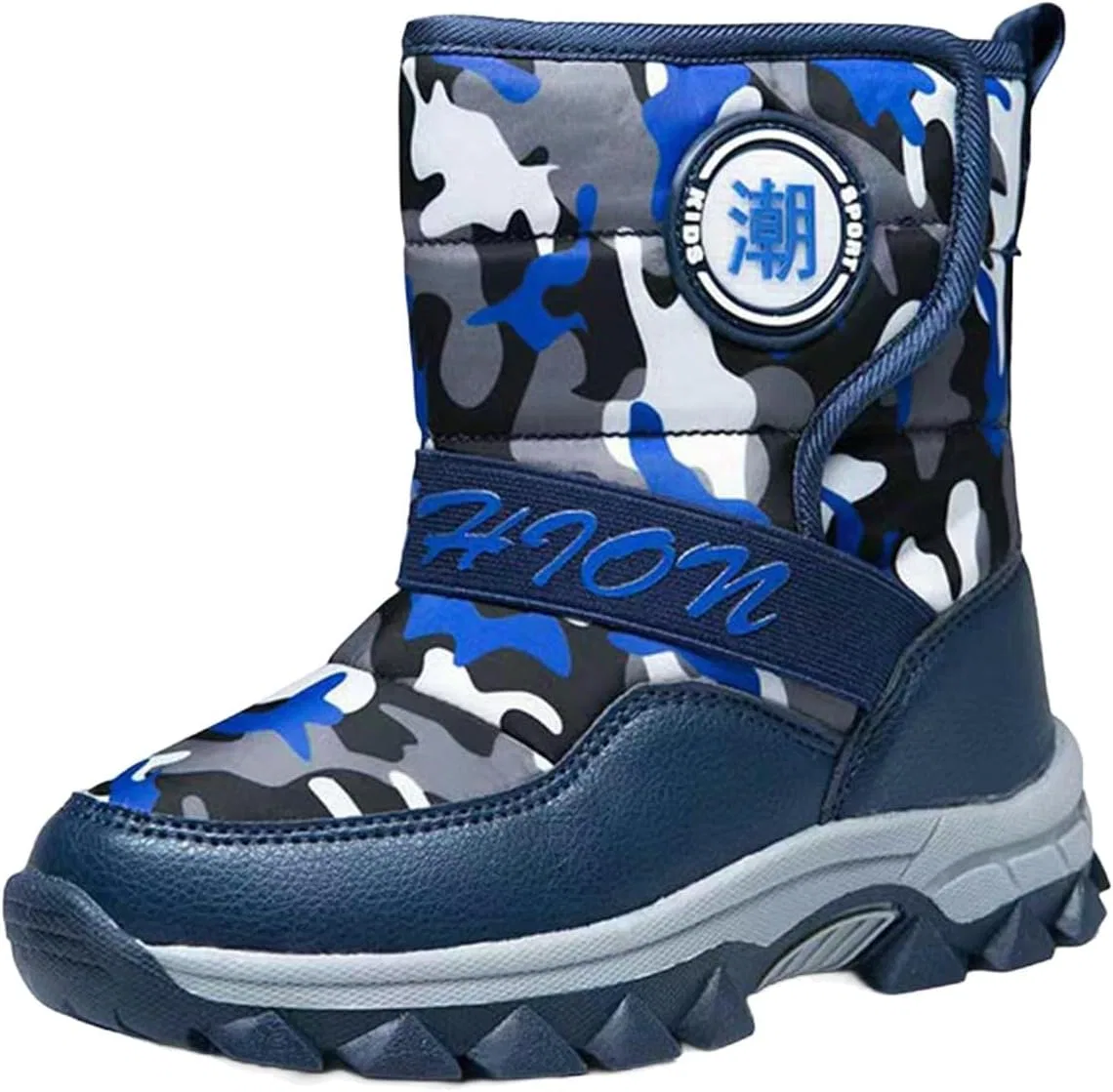 Детские зимние ботинки с принтом камуфляж Boys Camouflage Snow Boots, Blue