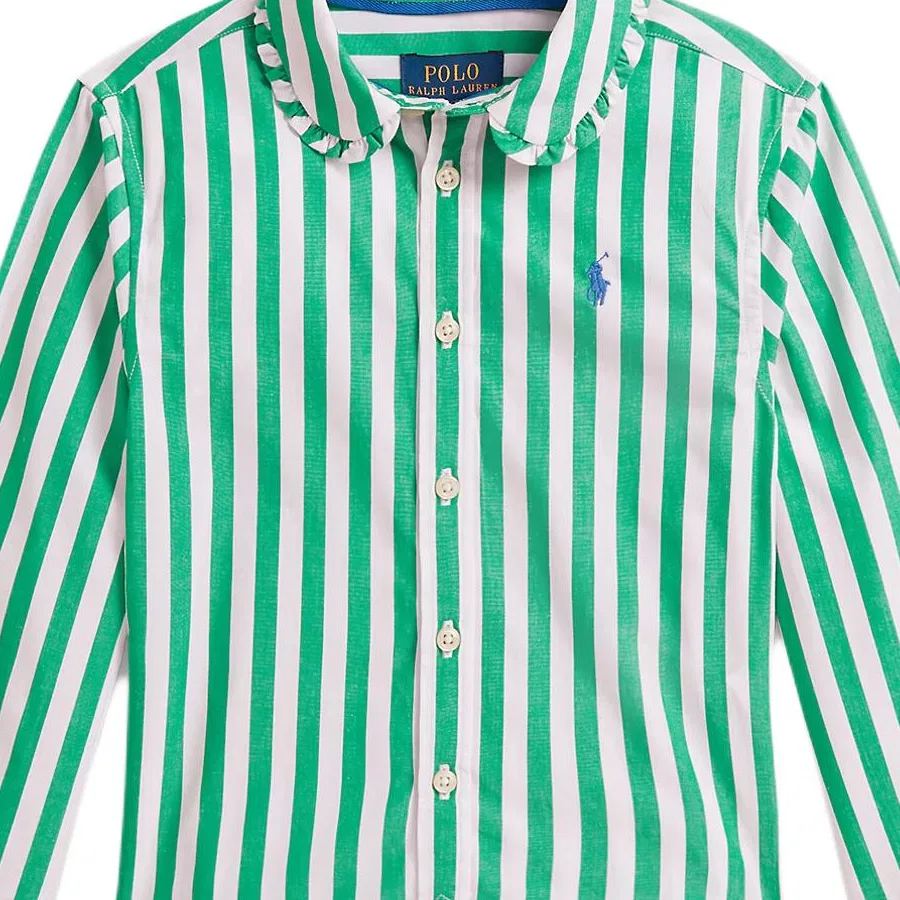 Детская рубашка поло с коротким рукавом Polo Ralph Lauren, Green & White — фото 4