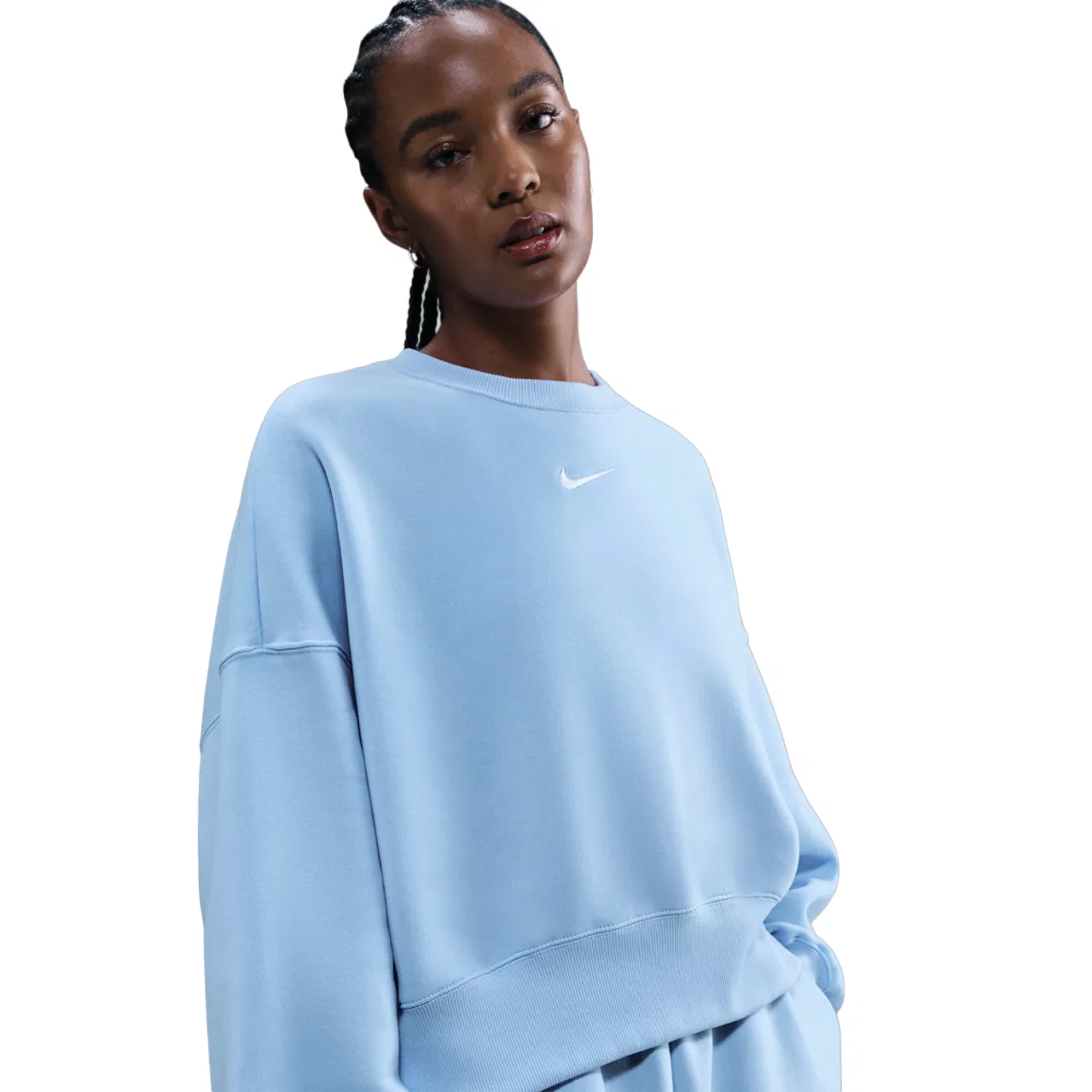 Женская флисовая кофта Nike NSW Style Fleece Crew, цвет Sail/Celestine Blue