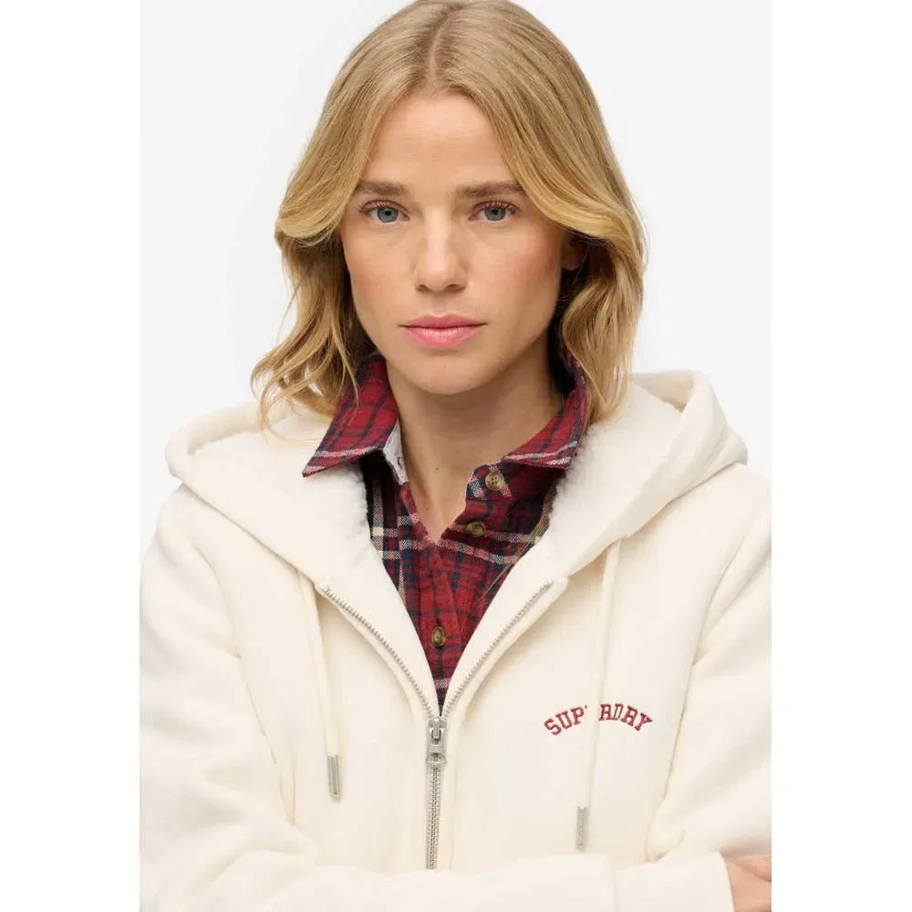 Худи на молнии с начесом Superdry, белый — фото 4