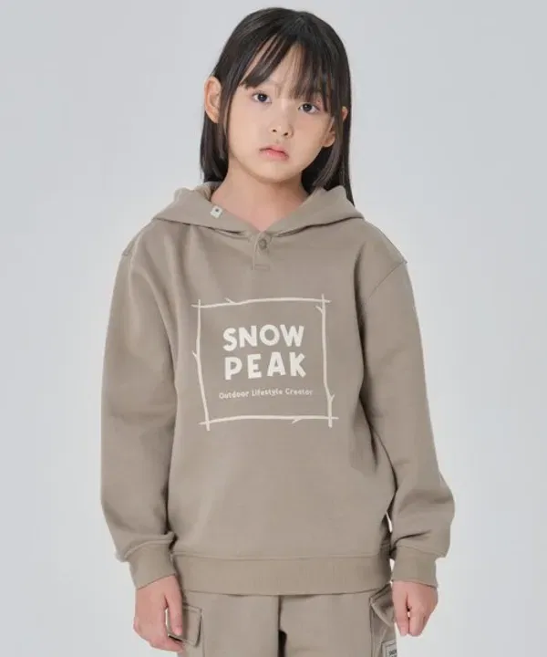 Флисовая худи для детей, Land, Snowpeak Apparel Kids, хаки серый