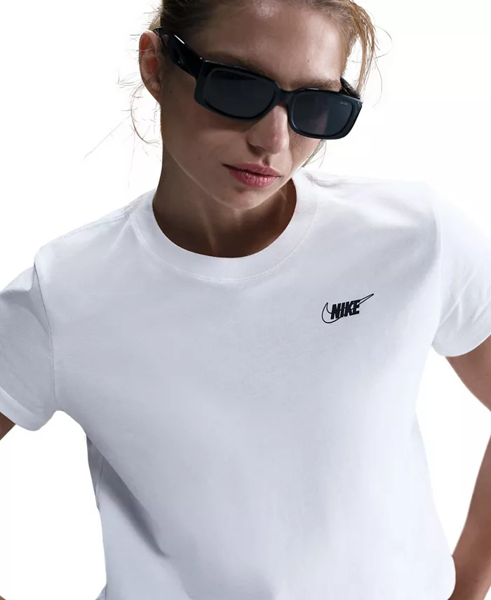 

Футболка женская хлопковая с коротким рукавом и логотипом Sportswear Club Nike, белый