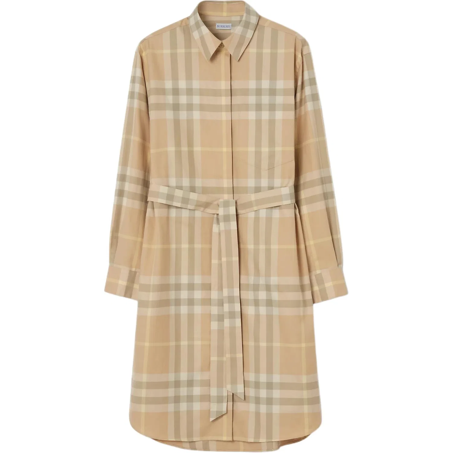 Платье Burberry с длинным рукавом, повседневное, бежевый