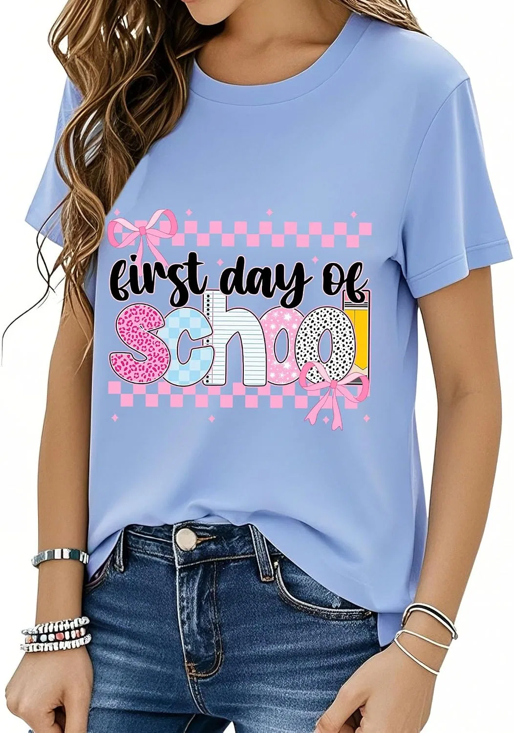 Мужская футболка с принтом First Day of School, Sky Blue-y